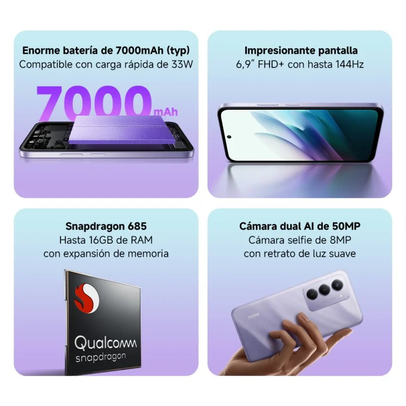 Xiaomi Redmi 15 4G 8GB 256GB 6.9" FHD+ 144Hz 7000mAh Dual SIM NFC - Imagen 6